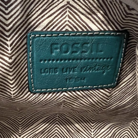Fossil-Shoulder/Tote Leather Purse-Turquoise/Aqua Greenish Blue-Rare-Large - Picture 7 of 16